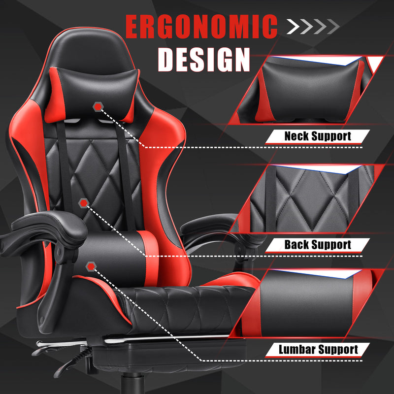 Homall Gaming Chair Massage Office Chair Computer Racing Chair High Back PU Leather Chair with Footrest