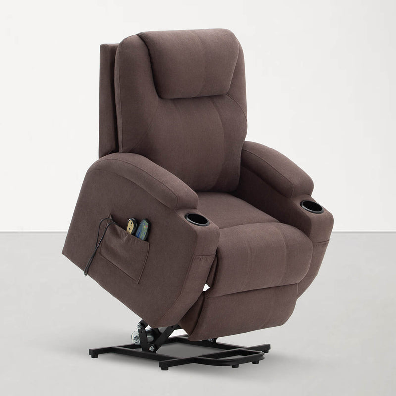 Furniwell Power Lift Fabric Recliner for Elderly with Massage and Heat Function