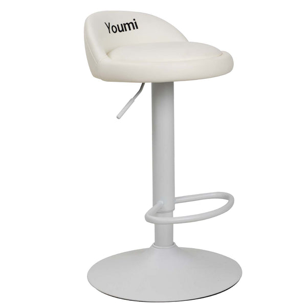 Youmi Barstool PU Leather Height Adjustable Swivel Bar stools, Hydraulic Kitchen Counter Round Island Bar Stool With Back