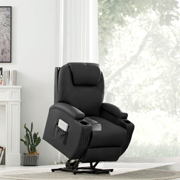 Furniwell PU Leather Power Lift Assist Recliner Chair Massage and Heating, for Elderly and Who Has Mobility Problems