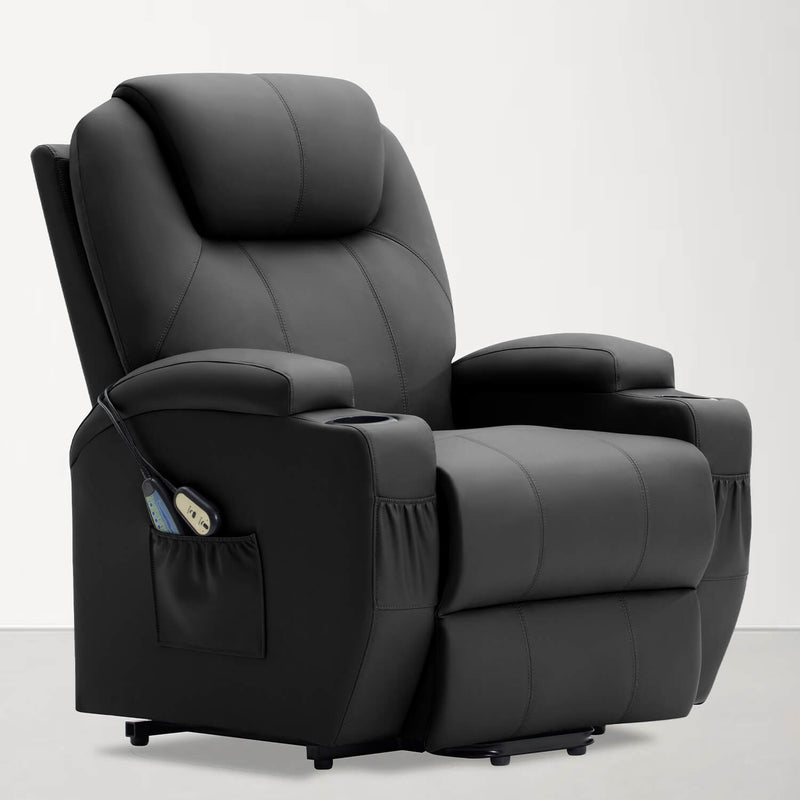 Furniwell Electric Remote Control Lift Recliner with Heat and Massage, PU Leather/Fabric Version
