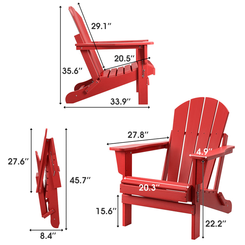 Furniwell  Foldable Weather Resistant  Outdoor Lounge Patio Adirondack Chair