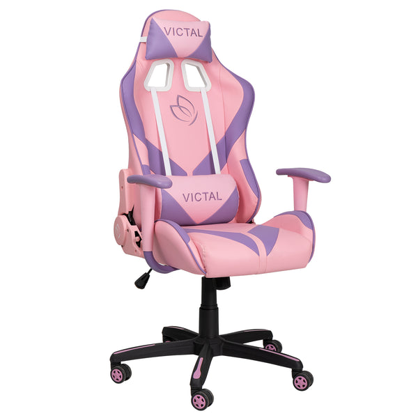 Victal Gaming Chair High Back Computer Chair Racing Office Chair PU Leather Desk Chair Executive Adjustable Swivel Task Chair with Headrest and Lumbar Support, Pink