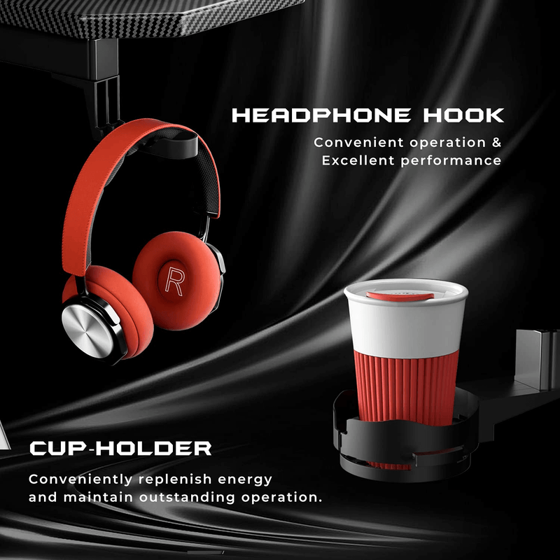 headphone hook & cup holder