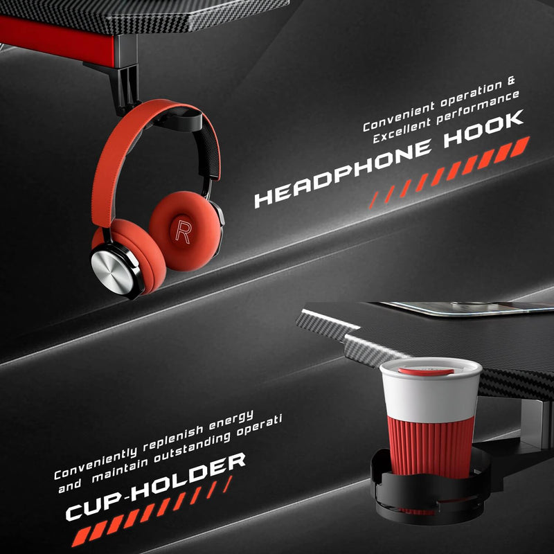 headphone hook and cup holder